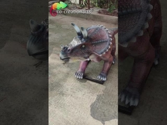 Outdoor Playground Fiberglass Animatronic Dinosaur Triceratops Penolak Air