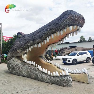 Harga yang bagus Fiberglass Tahan Air Ukuran Hidup Hewan Fiberglass Buaya Kepala Dekorasi Pintu on line