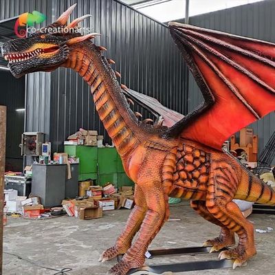 Dekorasi Taman Hiburan Properti Naga Animatronik Ukuran Nyata Naga