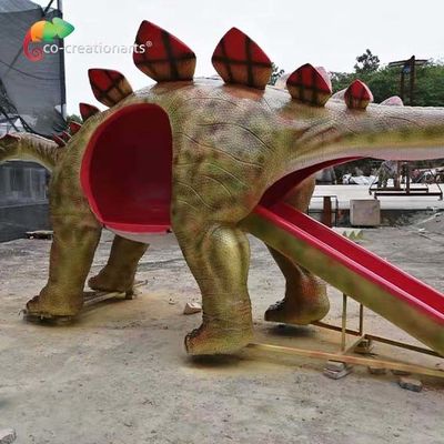 Peralatan Bermain Dinosaurus 6M yang Disesuaikan Fiberglass Stegosaurus Slide