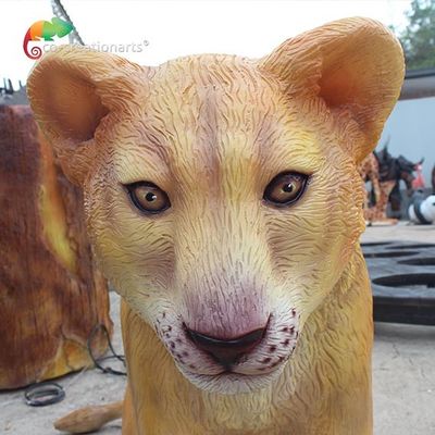 Fiberglass Lions Tekstur Halus Tahan Air Untuk Taman Hiburan