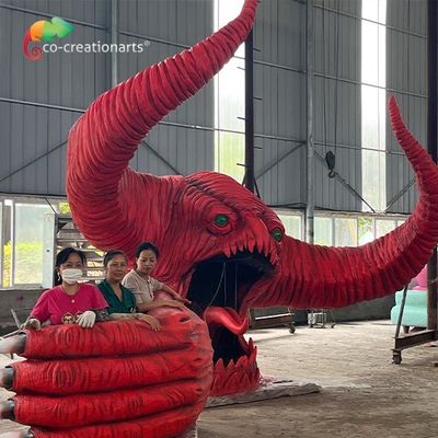 Red Monster Custom Made Animatronics Dekorasi Taman Hiburan Luar Ruangan