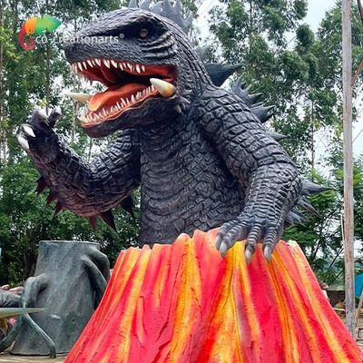 Luar Ruangan Kustom Animatronics Godzilla Monster Volcano Di Taman Hiburan