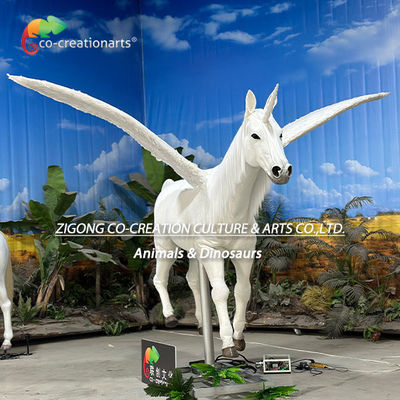 Animalia Animatronik Simulasi Unicorn Dengan Sayap Untuk Dekorasi Taman Hiburan