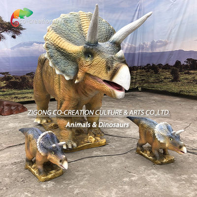Realistis Triceratops Trio Animatronic: Roaring Group Dengan Gerak Dinamis & Tampilan Prasejarah