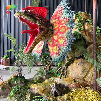 Harga yang bagus Simulasi Ukuran Hidup Animatronik Dinosaurus Dilophosaurus Untuk Taman Hiburan on line