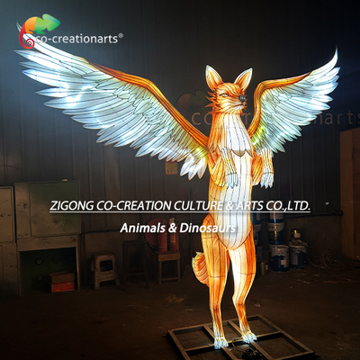 Harga yang bagus Grand Terang Berdiri Fox Lantern Dengan Sayap Cerah Festival Animal Lanterns on line